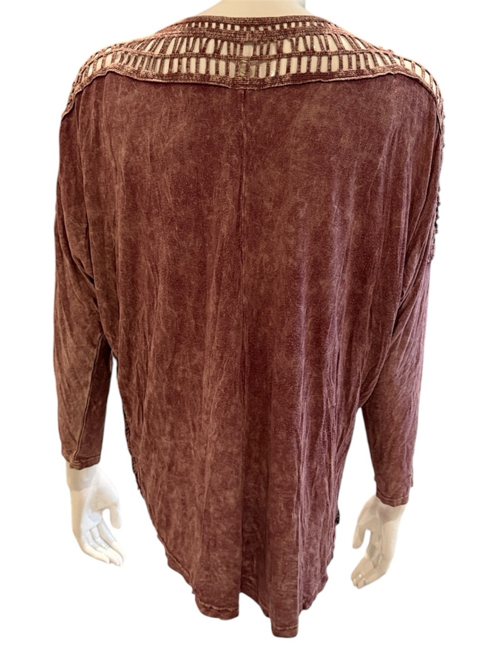 gimmicks by BKE Crochet-Trim Mauve Lace-Hem Tunic Top - Picture 2 of 10